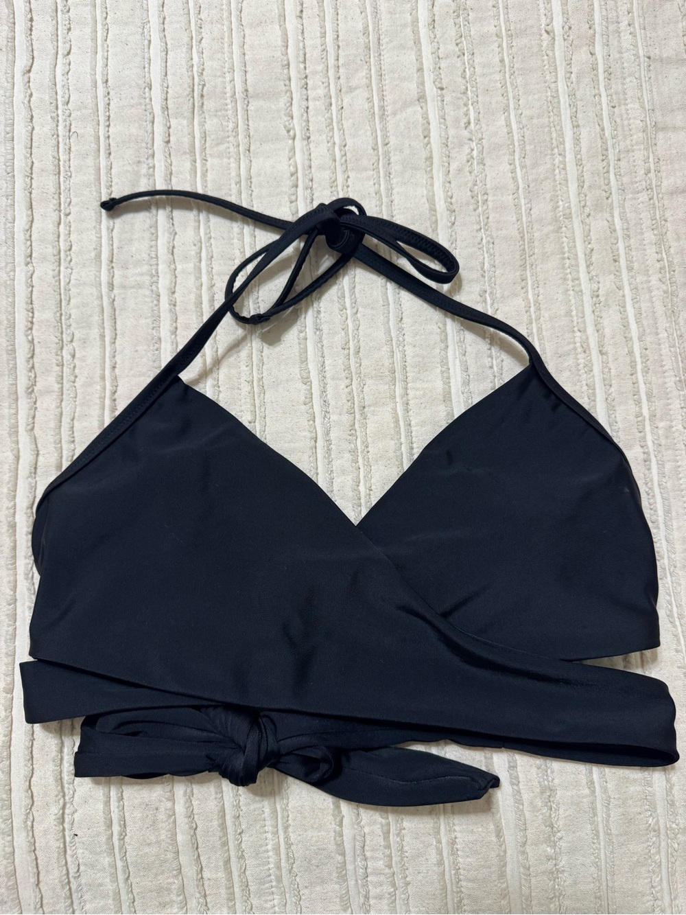 aerie Black Wrap Halter Bikini Top